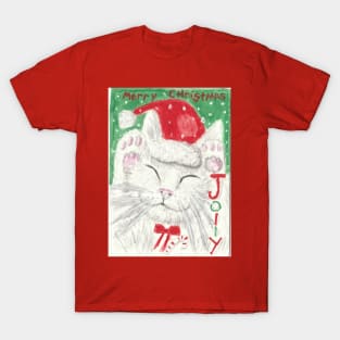 Merry Christmas Happy cat art T-Shirt